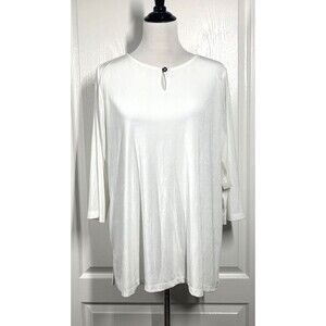 Chico's Travelers Key Hole Tunic Sz 3 US 16/18 Soft White 3/4 Sleeves Lined NWT